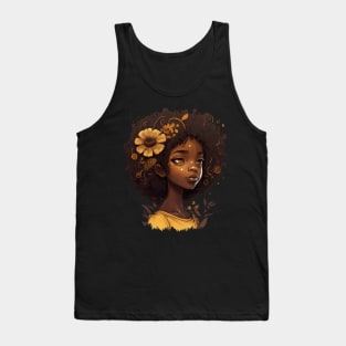 Afro Girl Flowery Tank Top